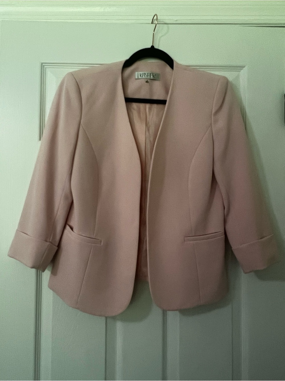 Kasper Women’s Pink Lined Short Blazer Jacket Open Front Pockets 3/4 Sleeve 4